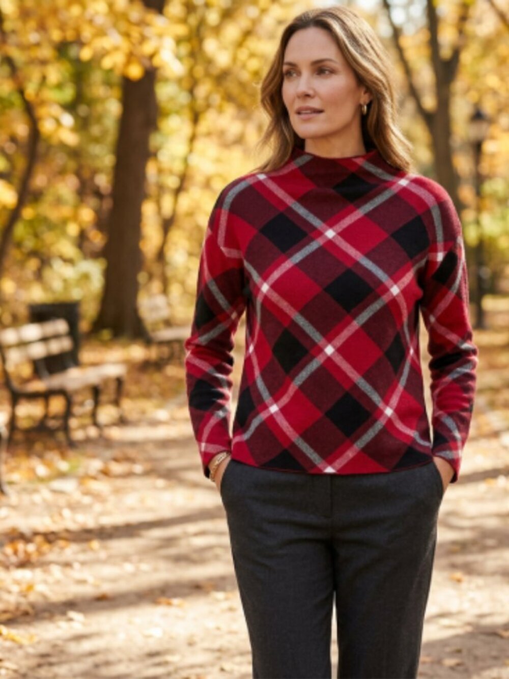 Rachel Zoe Red and Black Checkered Knit